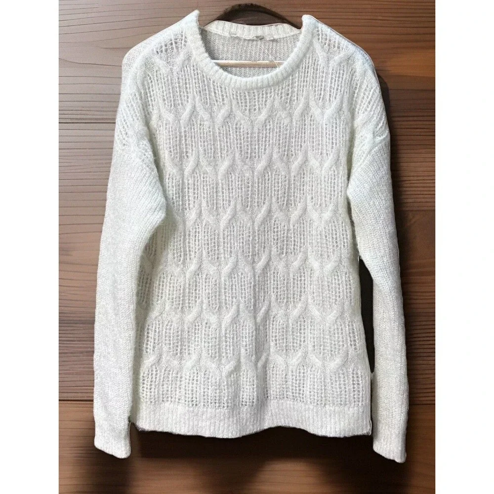 New NWOT Soft Surroundings Cable Knit Sweater Open‎ Knit XL Sheer Sparkle